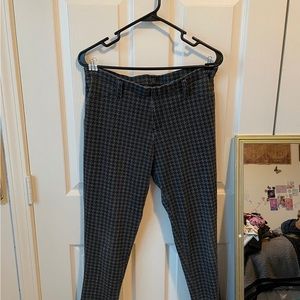 Chevron Print Black and Grey Stretchy Straight Leg Pants - L